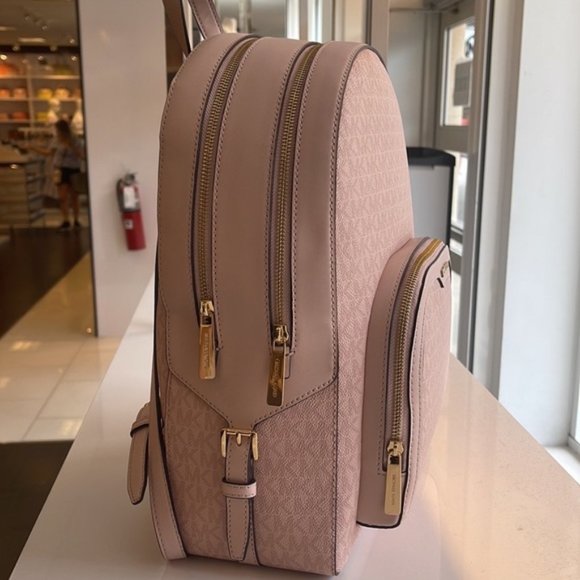 Michael Kors Jaycee Large Zip Pocket Backpack Dark Powder Blush - Picture 7 of 16